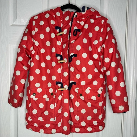 MINI BODEN Polka Dot Lined Girls Winter Toggle Hooded Jacket Size 9-10y - Picture 1 of 12